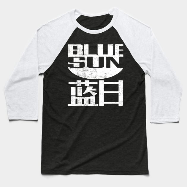 Blue Sun Logo (White) Baseball T-Shirt by jeffsmoll